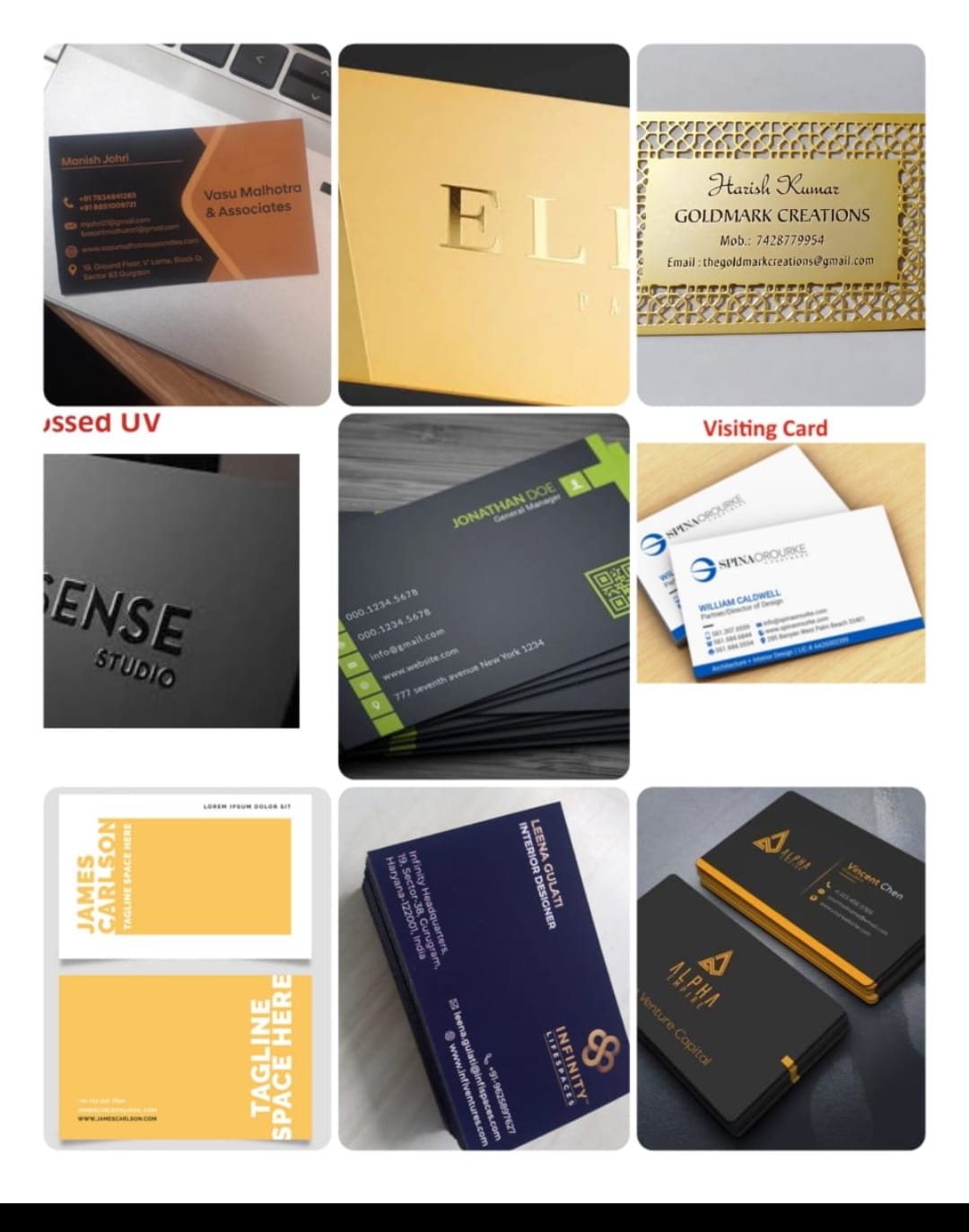 HighQuality Visiting Card Printing in Gurgaon